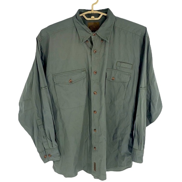 Flyshacker Men's Green Casual Button-Down Shirt 100% Cotton size Large - Picture 1 of 10
